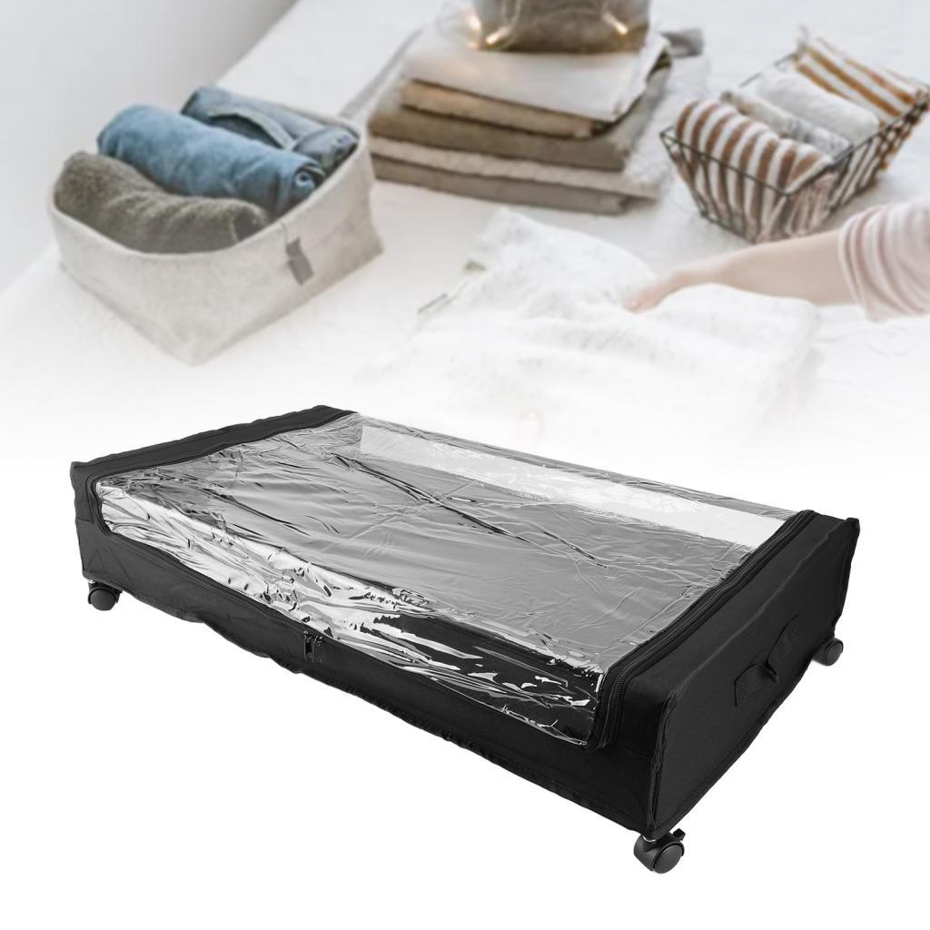 Under Bed Storage Container 31.5 x 17.1 6.3in Spacious Rolling ลิ้นชักล้อกรอบโลหะสําหรับเสื้อผ้ารองเ