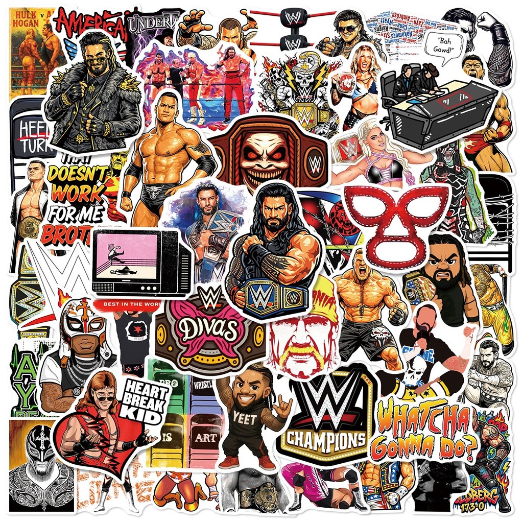 สติ๊กเกอร์ WWE Wrestling Superstars 50 ชิ้น/เซ็ต DIY แฟชั่นสติ๊กเกอร์สติ๊กเกอร์กันน้ํา