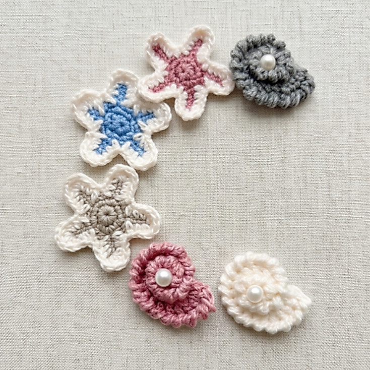 VPADA Seashell เข็มกลัดโครเชต์ หอยและปลาดาว หลากสี