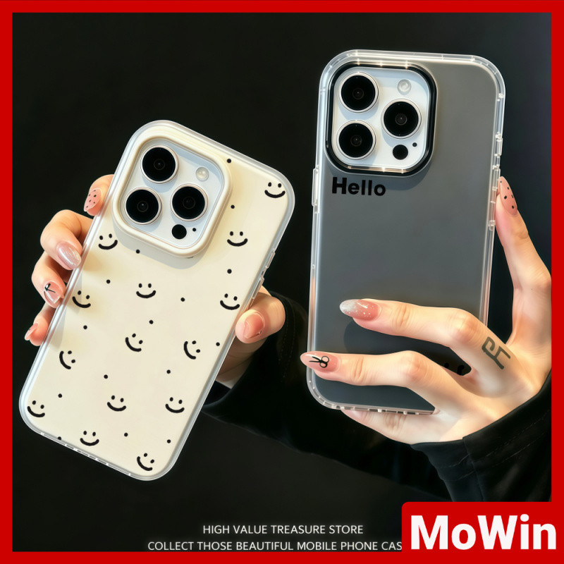 MowinCase - เข้ากันได้กับเคส iPhone 13, เคส iPhone 17 Pro Max, สีลูกกวาด, โปร่งแสง, ทูอินวัน, ลายหน้ายิ้มเรียบง่าย
