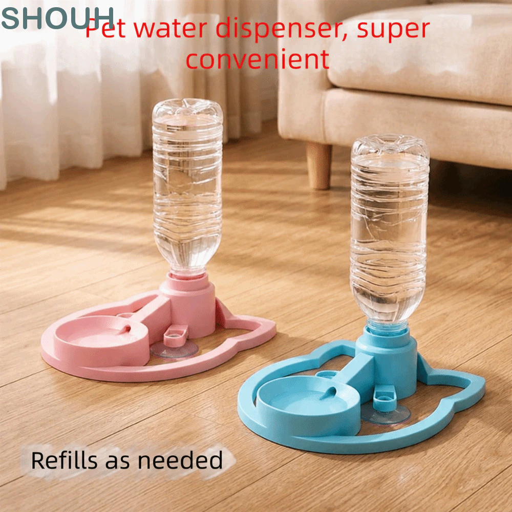 SHOUH แมวดื่ม|2-in-1 Design Splash-proof Pet Water Dispenser,ทนทานอัตโนมัติWater Renewal Anti Overturningฐานถ้วยดูดชามน้ําสัตว์เลี้ยงสําหรับสัตว์เลี้ยง