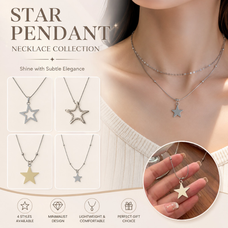 4 รูปแบบ Minimalist Luxury Five-pointed Star สร้อยคอ Hollow Design Daily Women เครื่องประดับ