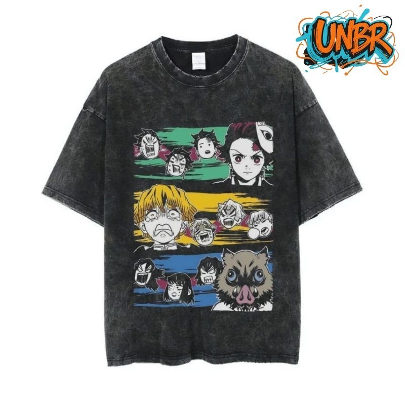 COD UNBR Demon Slayer Oversized T-Shirt Sandwash Vintage Tee Top Unisex Anime T-Shirt