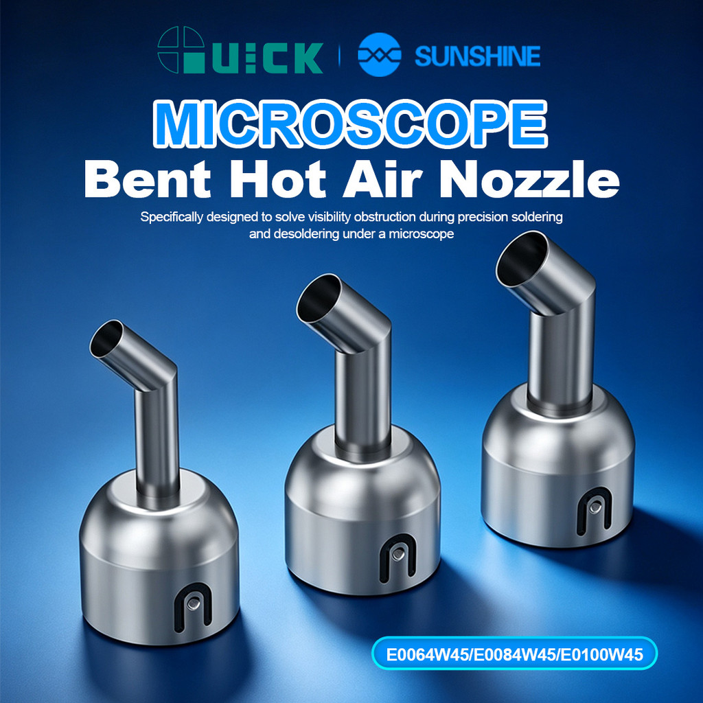 QUICK M7 M9 Bent Hot Air หัวฉีดเหล็กโค้ง Air หัวฉีด 6.4/8.4/10 มม.สําหรับ Hot Air Rework Station PCB