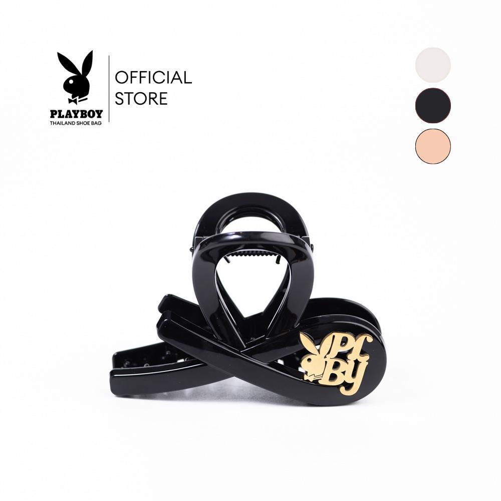 PLAYBOY รุ่น TWIZY (ทวิซ-ซี่)Hair Claw Clips รหัส ST-263H019C(O) แต่งโลโก้ มี 3 สี สีBlack/White/Nude
