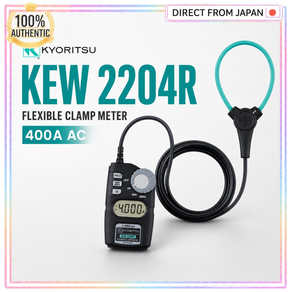 KYORITSU KEW 2204R True RMS Flexible AC Clamp Meter 400A Compact Sensor