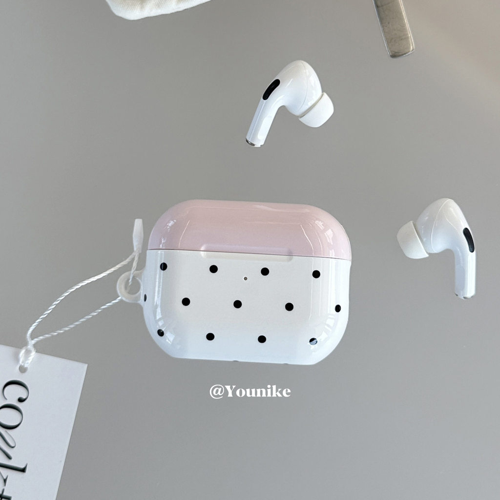เกาหลีนําเข้าสาวเกาหลีสีชมพูน่ารักลายจุดย้อนยุคที่เหมาะสม airpods4 เคสป้องกัน airpodspro2 เคสหูฟัง Apple airpods3/2 กันกระแทก pro3 เคสป้องกัน