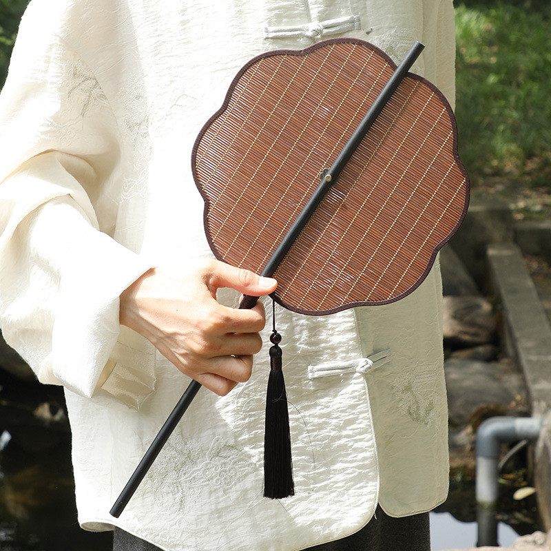 Handmade bamboo silk waist fan, ancient style, foldable portable fan, Chinese Hanfu fan, dance group