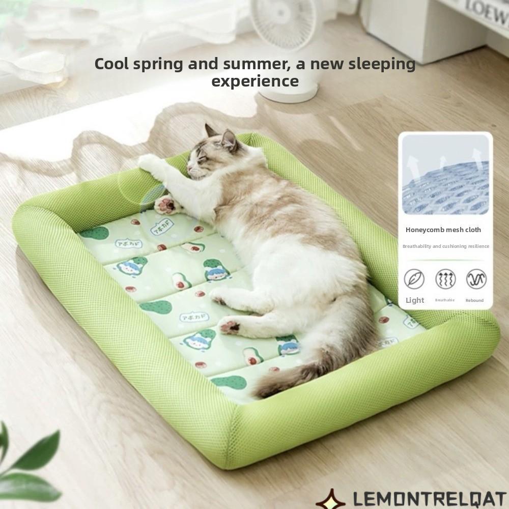 LEMONTRELQAT Cooling Puppy Bed, Non-Slip Bottom Waterproof Summer Dog Supplies, Breathable Square Ma