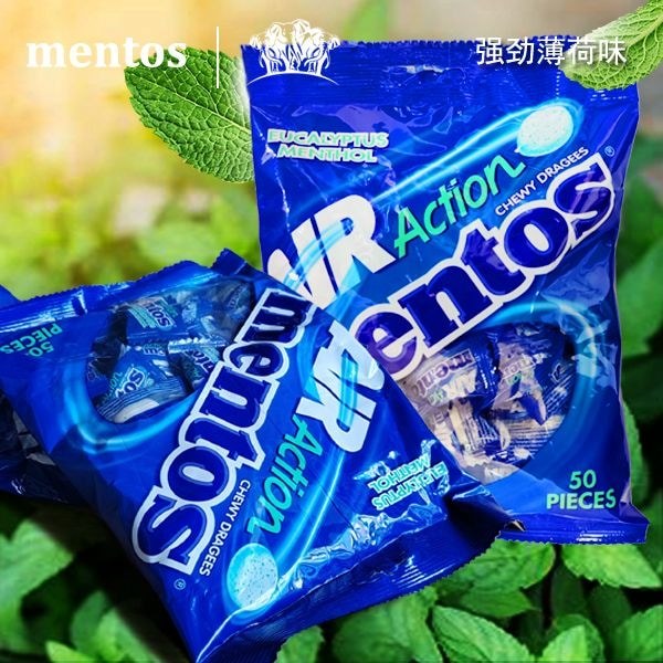 Original นําเข้า Mentos Mentos Candy Leisure Bag Old Brand Mint Flavour 135g/Pack Snacks 0720