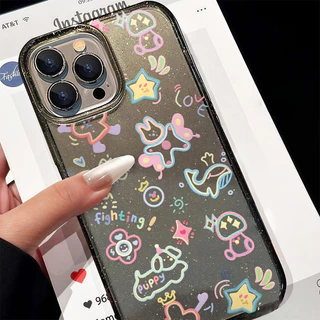 for เคส OPPO a38 a17k a3X a3s a57E a74 a5 a92 a55 a58 a16 a5s a76 a94 ทรงใสแวววาว ลายกราฟฟิตี้สไตล์ Y2K สีสันสดใส