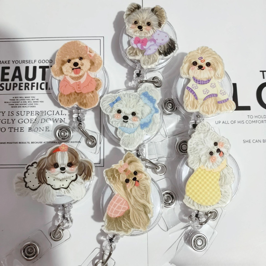น่ารักและสร้างสรรค์ข้ามแต่งตัวอินเทรนด์ลูกสุนัขการ์ตูนอะคริลิหมอพยาบาลขยายและง่ายต่อการดึงปุ่มตราหัวเข็มขัด