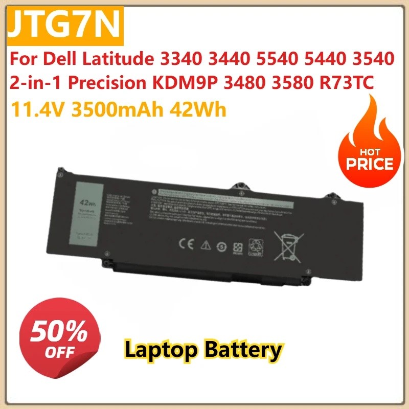 11.4V 3500mAh 42Wh JTG7N แบตเตอรี่แล็ปท็อปสําหรับ Dell Latitude 3340 3440 5540 5440 3540 2-in-1 Prec