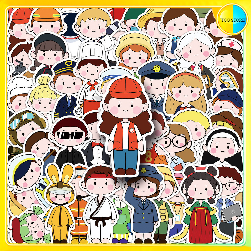 🚚พร้อมส่ง🚚 51แบบ สติกเกอร์ ชุดอาชีพในฝัน การ์ตูน Dream Job Cartoon Sticker