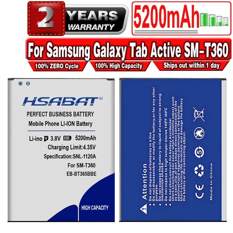 HSABAT 5200mAh EB-BT365BBE EB-BT365BBC แบตเตอรี่แท็บเล็ตสําหรับ SAMSUNG Galaxy Tab Active T365 T360 