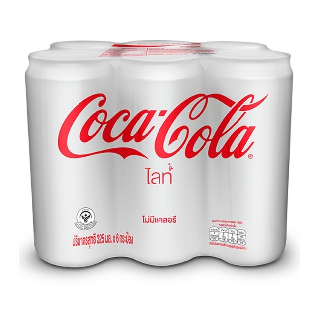 โค้ก ไลท์ น้ำอัดลมสูตรไม่มีแคลอรี Coke Light 325ml. Pack6