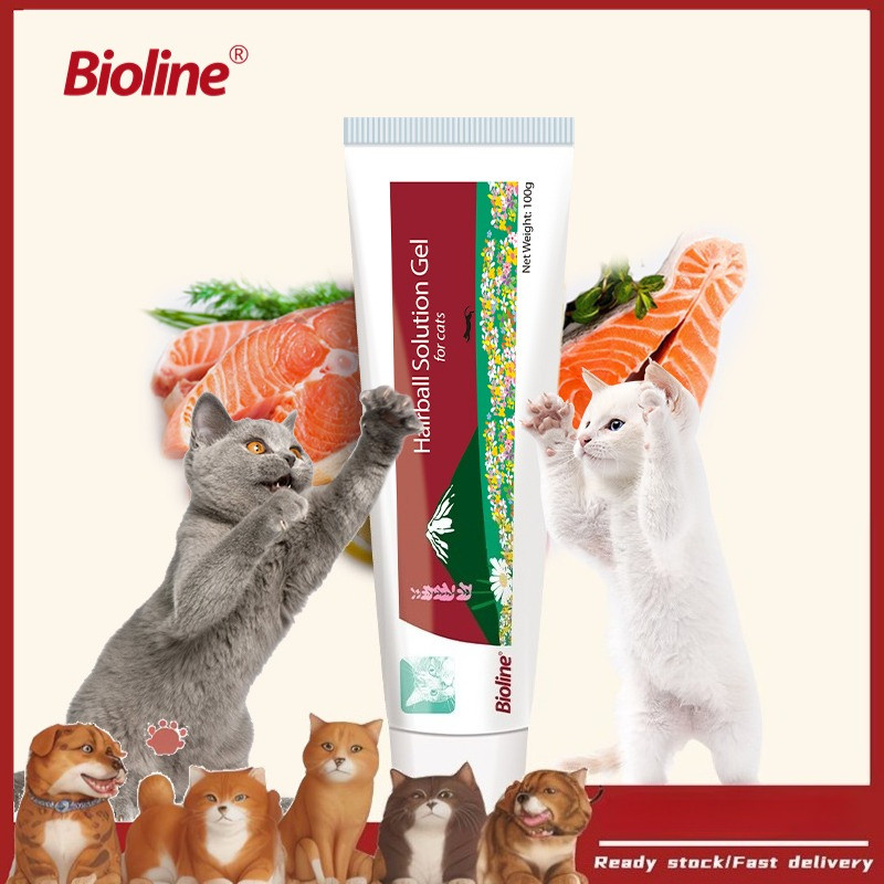 Bioline 100g (รายวัน :1-4g) Hairball Solution Pet Cat Grass Recipe for Cat Hair ball