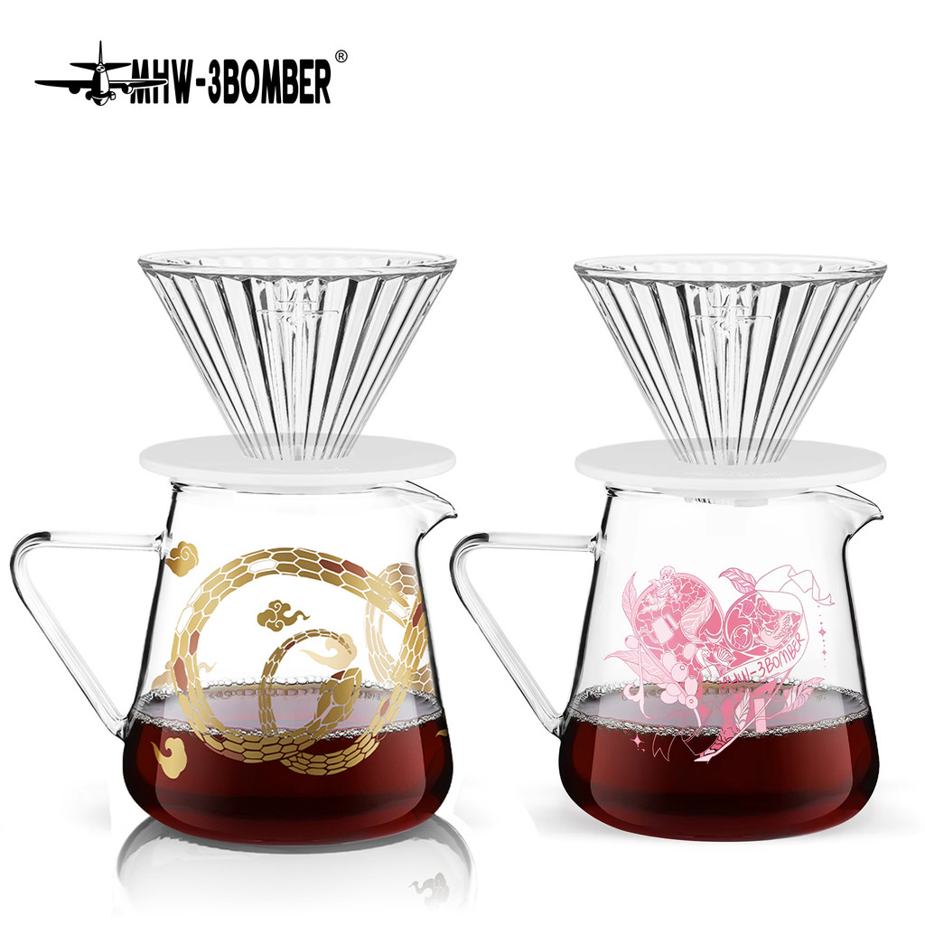 MHW-3BOMBER Pour Over ชุดเครื่องชงกาแฟ 500ml แก้วกาแฟ Server Carafe และกาแฟ Dripper Barista เครื่องม