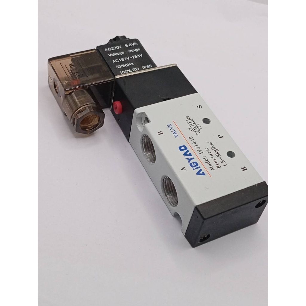 โซลินอยด์วาล์ว รุ่น 4V310-10 (Port 3/8") 5/2 Single Coil Solenoid Valve 4V310-10 มี voltage ให้เลือก