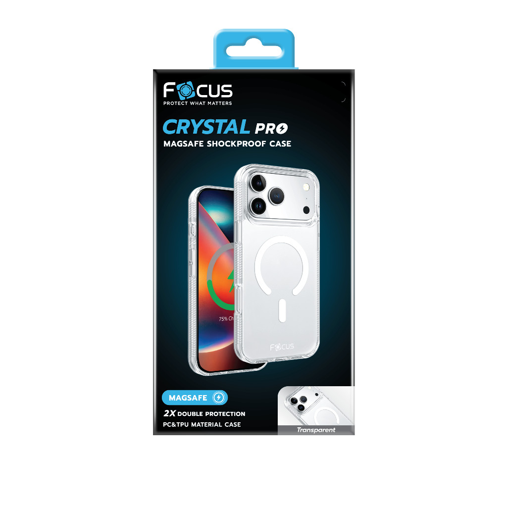 Focus เคสโทรศัพท์ ใสกันกระแทก สำหรับ 17 Pro max / 17 Pro / 16 Pro  ชาร์จแม่เหล็กไร้สาย Crystal Pro M