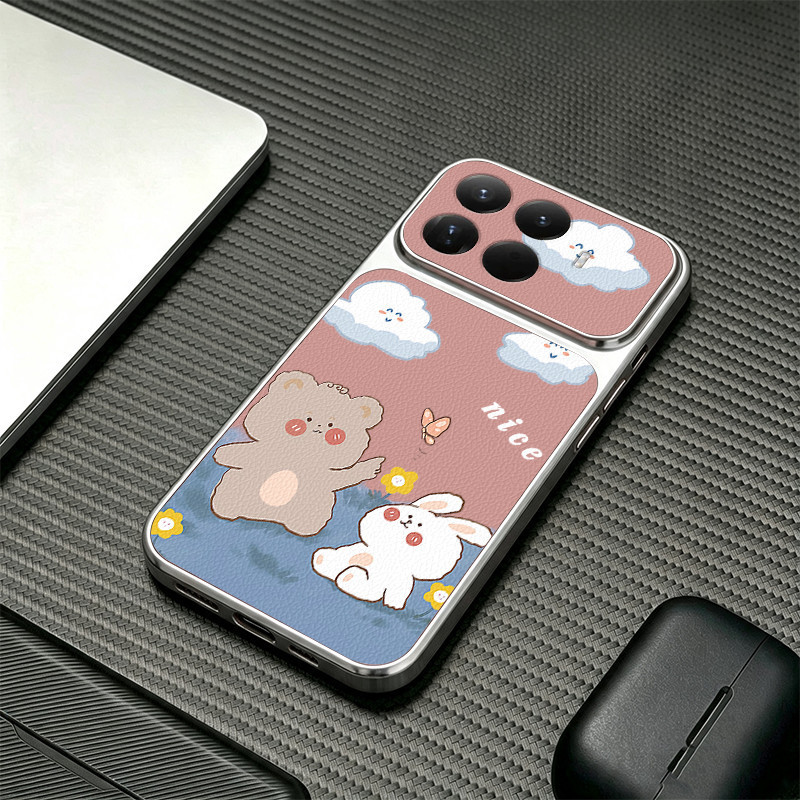 PBZZ สําหรับ xiaomi 15 T 17T 17 15 pro 15 ultra 5g เคสโทรศัพท์ Softcase กันกระแทกใหม่ออกแบบความงามน่ารักสีชมพูหมีกระต่ายการ์ตูนสําหรับผู้หญิง KNXX3