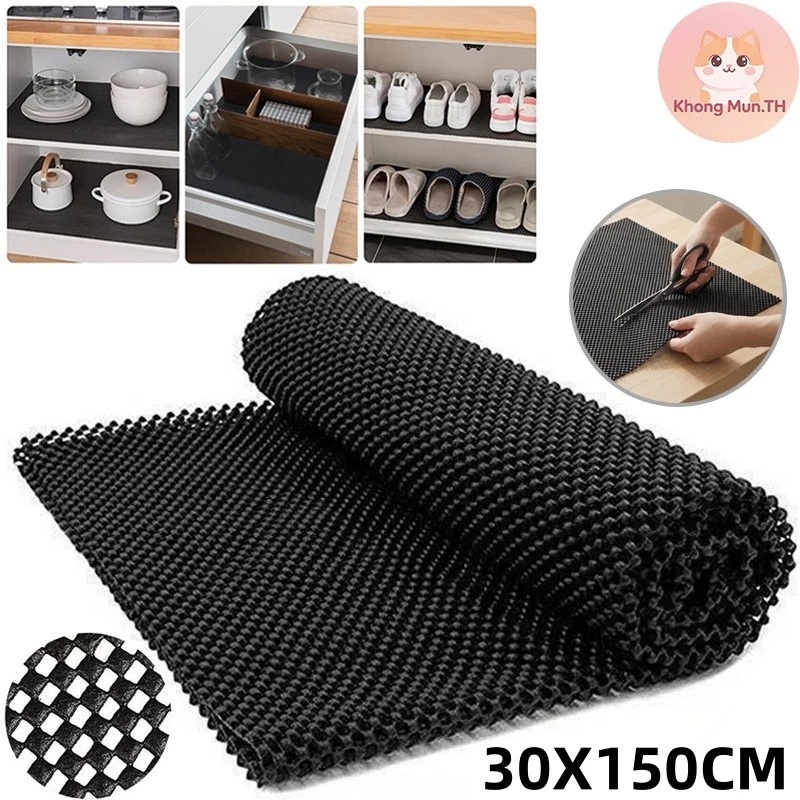 แผ่นกันลื่นอเนกประสงค์ PVC ยืดหยุ่น กันเปื้อน กันลื่น ขนาด 30x150 ซม. ใช้รองโต๊ะอาหาร ลิ้นชัก ห้องครัว มี 3 สีให้เลือก