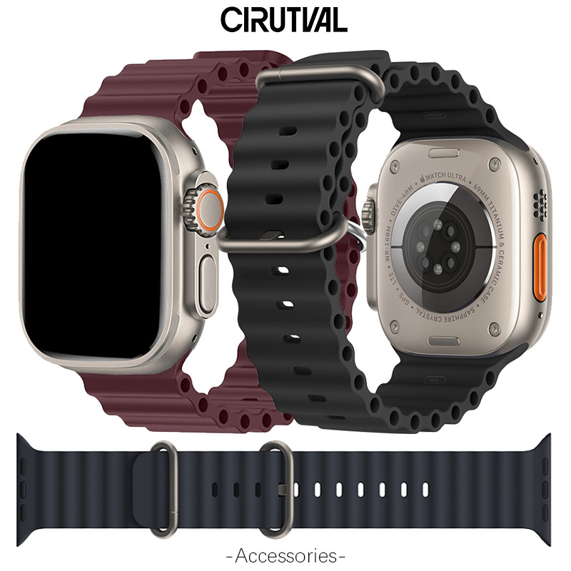สายรัดทะเลซิลิโคน for Smart Watch Ultra 4/SE 3 2 49มม Series 12 11/10 9 8 7 6 IWatch 46 44 40 45มม 42มม