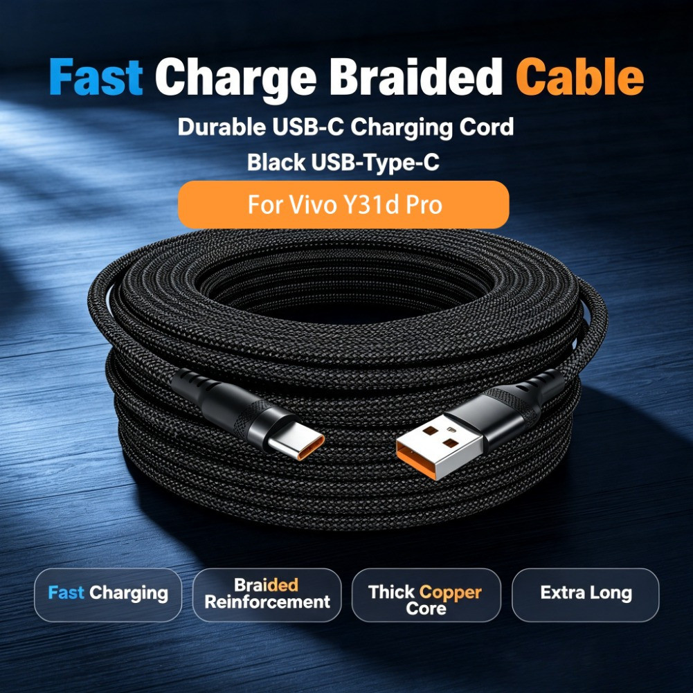 KAIYUE 6A Fast Charge USB Type C สายถักไนลอน PD USB C ขยายสายชาร์จสําหรับ Vivo Y31d Pro VivoY31d Pro
