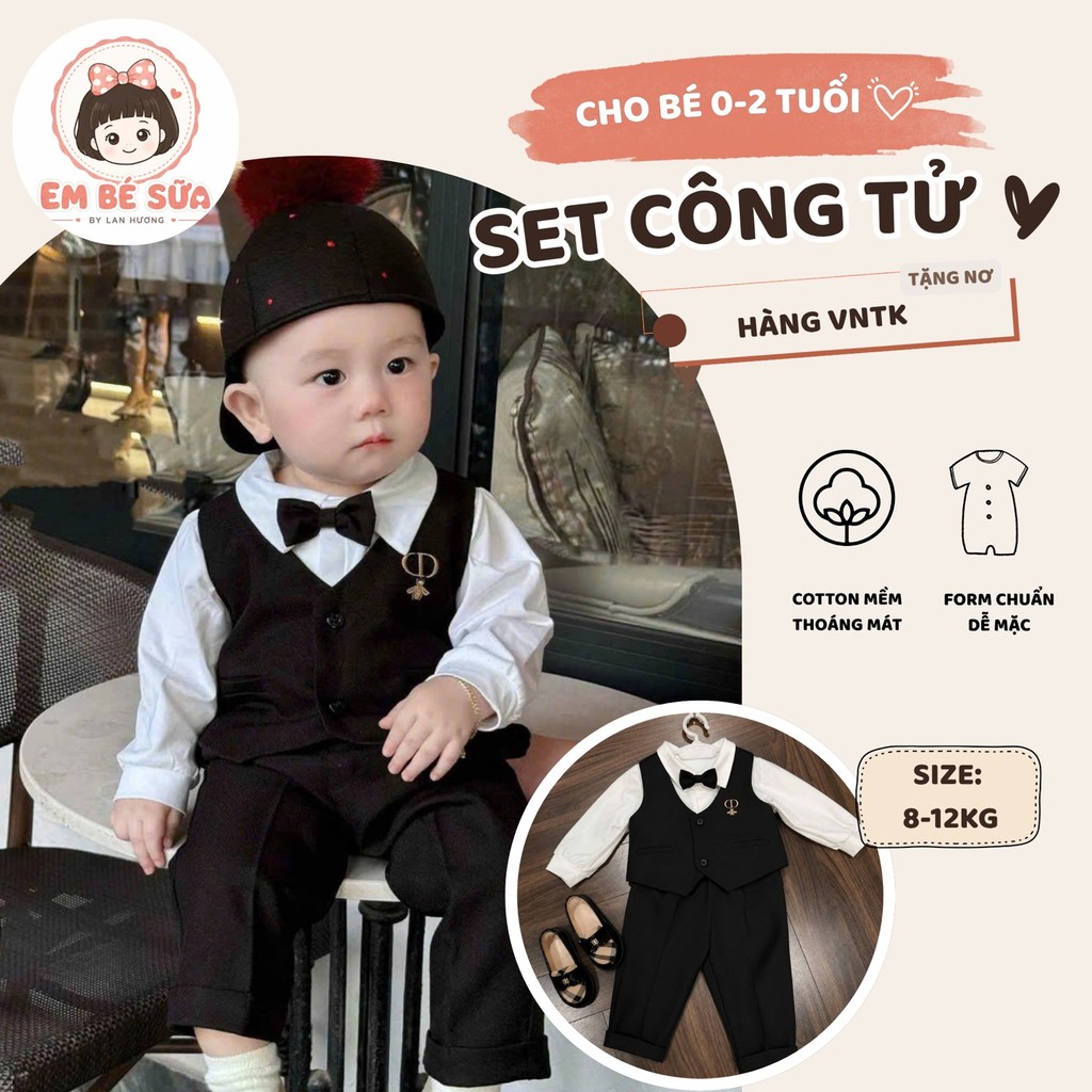Black 4CT princely Set พร้อมหูกระต่ายสําหรับทารกไปปาร์ตี้