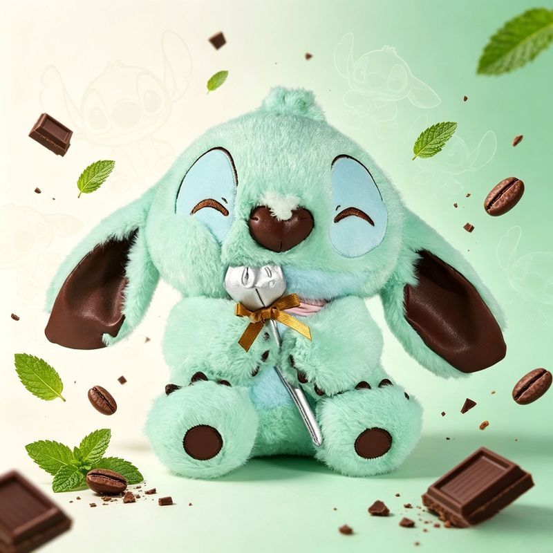 [MINISO] MINISO MINISO Disney Stitch Mint Chocolate ตุ๊กตานั่งตุ๊กตาน่ารักประกอบของขวัญ