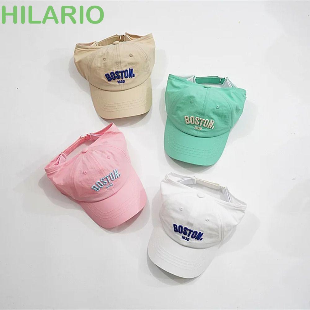 HILARIO Summer Kid Sunhat, Quick-dry Letter เย็บปักถักร้อยครึ่งด้านบนที่ว่างเปล่า,หมวกแรเงานุ่มสไตล์เกาหลีหมวกกันแดดป้องกันรังสียูวีหมวกบังแดดเด็ก Boy