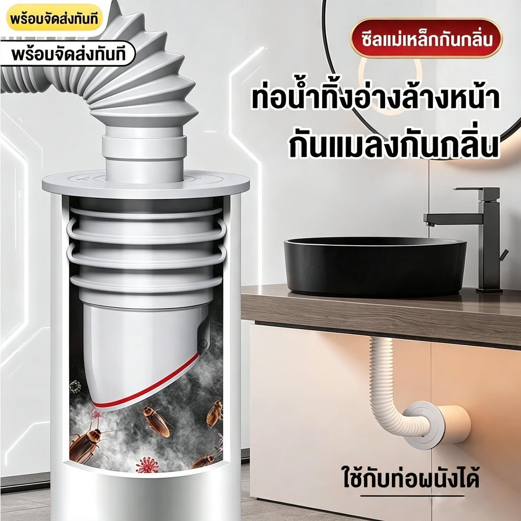 จุกยางกันกลิ่นท่อน้ำทิ้ง วาล์วกันน้ำย้อน กันแมลง ใช้ได้กับท่อ PVC 40/50/65/75mm สำหรับเครื่องซักผ้าและอ่างล้างจาน