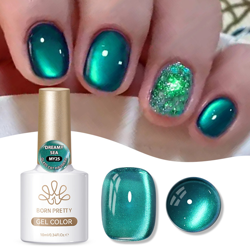 【Local】BORN PRETTY 10ml Blue Cat Eyes Magnetic Nail Gel Polish Sea Blue กึ่งถาวร Soak Off UV LED เคลือบเงา