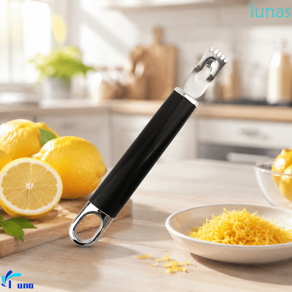 LUNASOL Lemon Zester, สแตนเลสกันสนิม Citrus ผลไม้ขูด, มัลติฟังก์ชั่ปฏิบัติแขวนทําความสะอาดง่ายช็อกโก