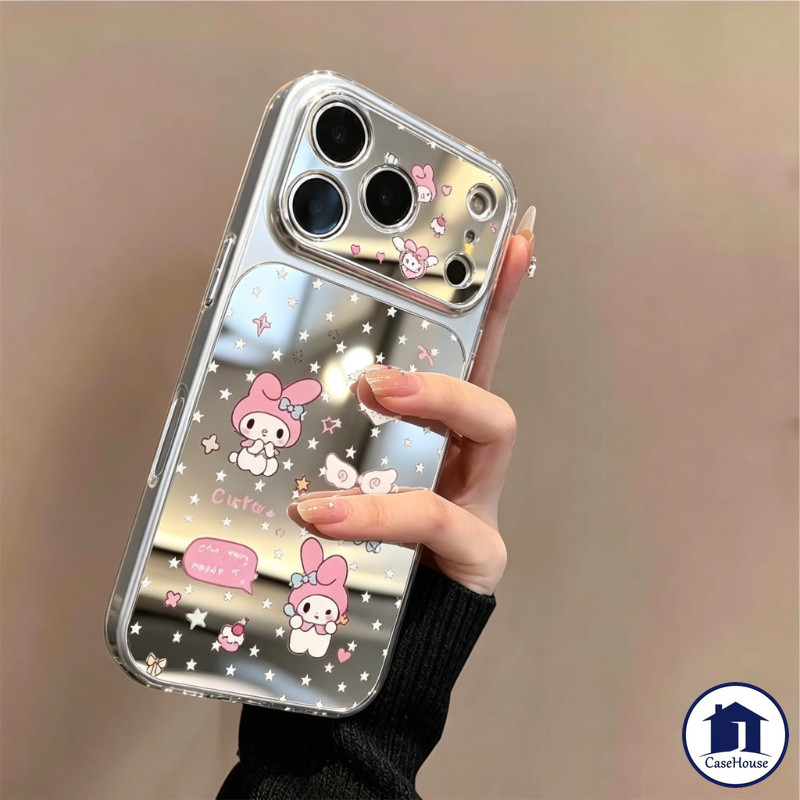 เคสกระจก ลายมีโลดี้ หัวใจ คู่รัก น่ารัก น่ารักสำหรับ IPhone 17 Air 15 11 13 16 12 14 Pro Max 13 X XR XS 15 16 Plus