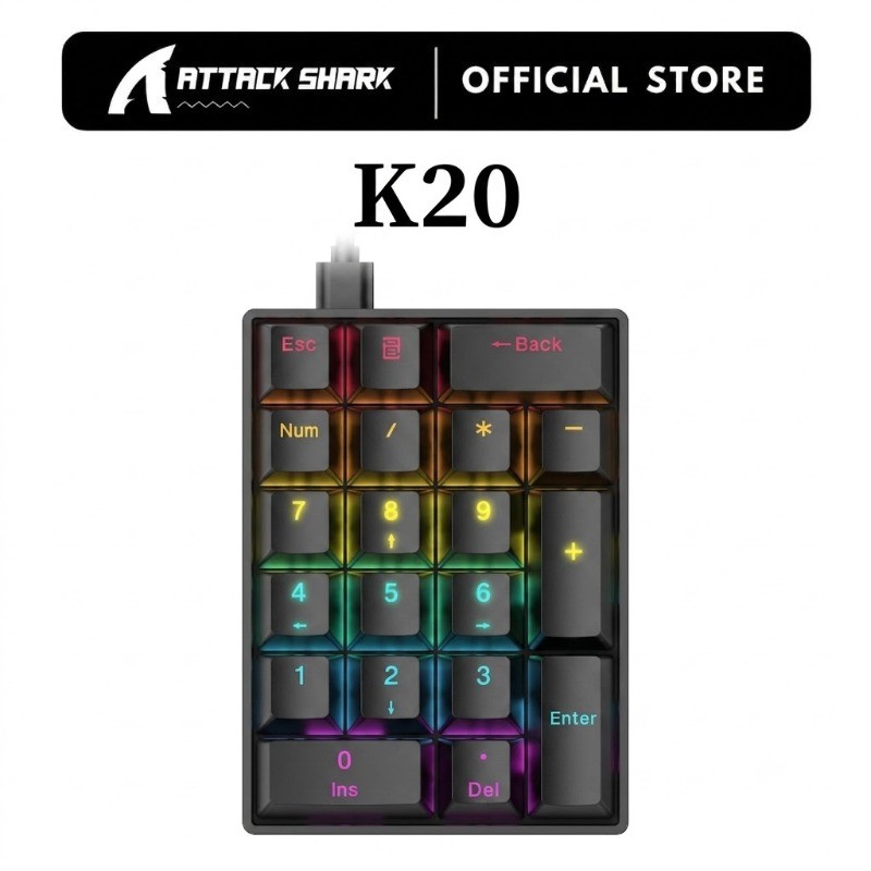 APAYADO K20 20-Key Mini Mechanical แป้นพิมพ์ตัวเลข Type-C แบบมีสาย Numpad สีฟ้าสีแดงสวิทช์ Anti-Ghosting เครื่องคิดเลขลัด