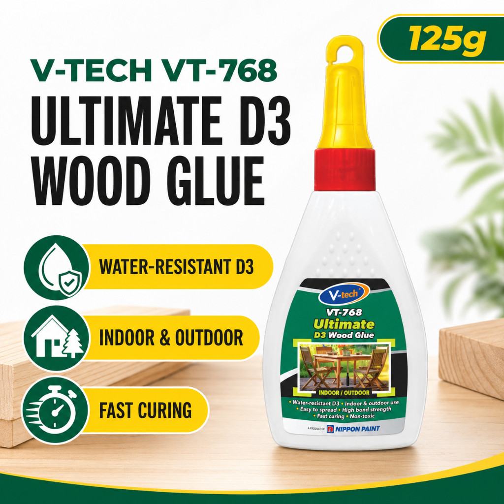 V-TECH VT-768 Ultimate D3 กาวติดไม้ 125g กันน้ําในร่มกลางแจ้ง Gam Kayu Kalis Air