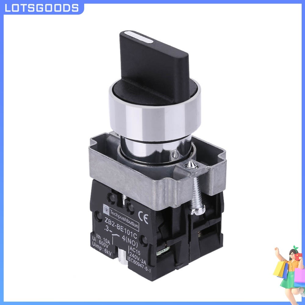 [จัดส่งในพื้นที่] 2 NO 3 ตําแหน่งตัวเลือกเลือกแบบหมุน XB2-BD33C XB2-BD53 สวิตช์เลือกสวิตช์สวิตช์แบบห
