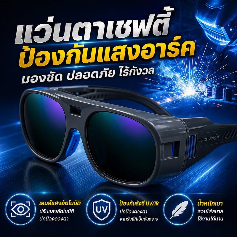 แว่นตาเชื่อม ปรับแสงอัตโนมัติ เลนส์ LCD กัน UV IR แว่นนิรภัย งานเชื่อม MIG TIG MMA