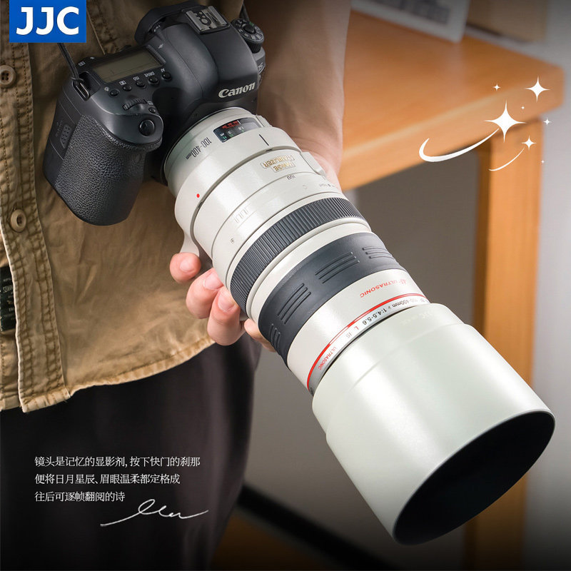 JJC เหมาะสําหรับ Canon EF 100-400 Hood EF 100-400mm f/4.5-5.6L IS USM (Big White) เลนส์ 5D4 6D2 อุปก