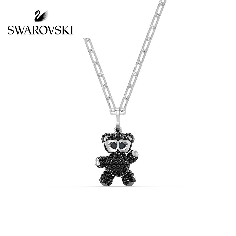 บูติกแฟชั่นเครื่องประดับคุณภาพสูง Shining Teddy Bear Heart Bear Men Necklace Gift.New Year Necklace.
