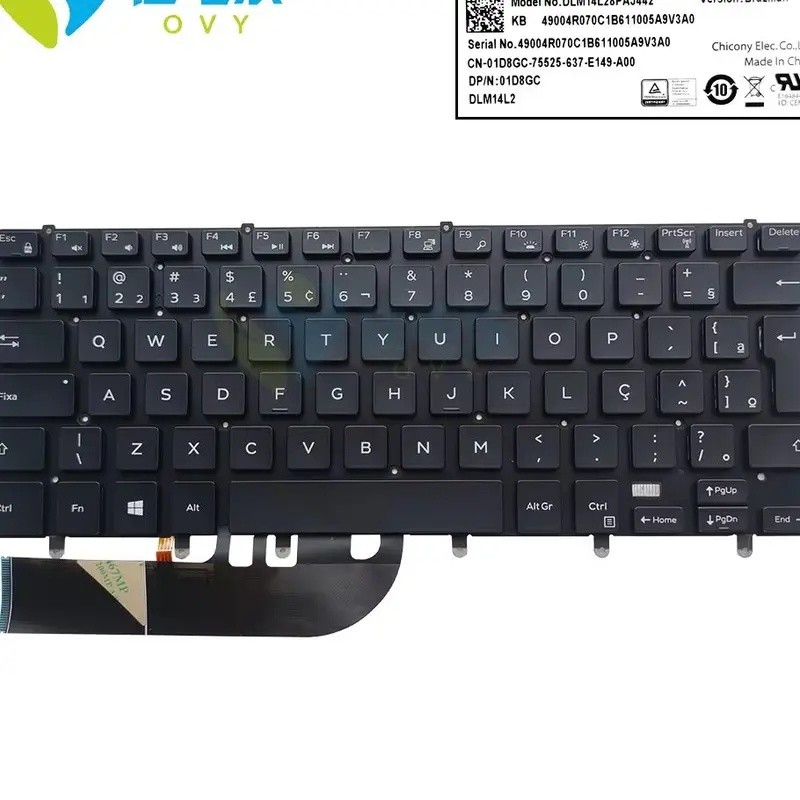 อิตาเลี่ยนบราซิลคีย์บอร์ด Backlight สําหรับ Dell XPS 15 9550 9560 9570 Inspiron 7568 7558 BRA โน้ตบุ