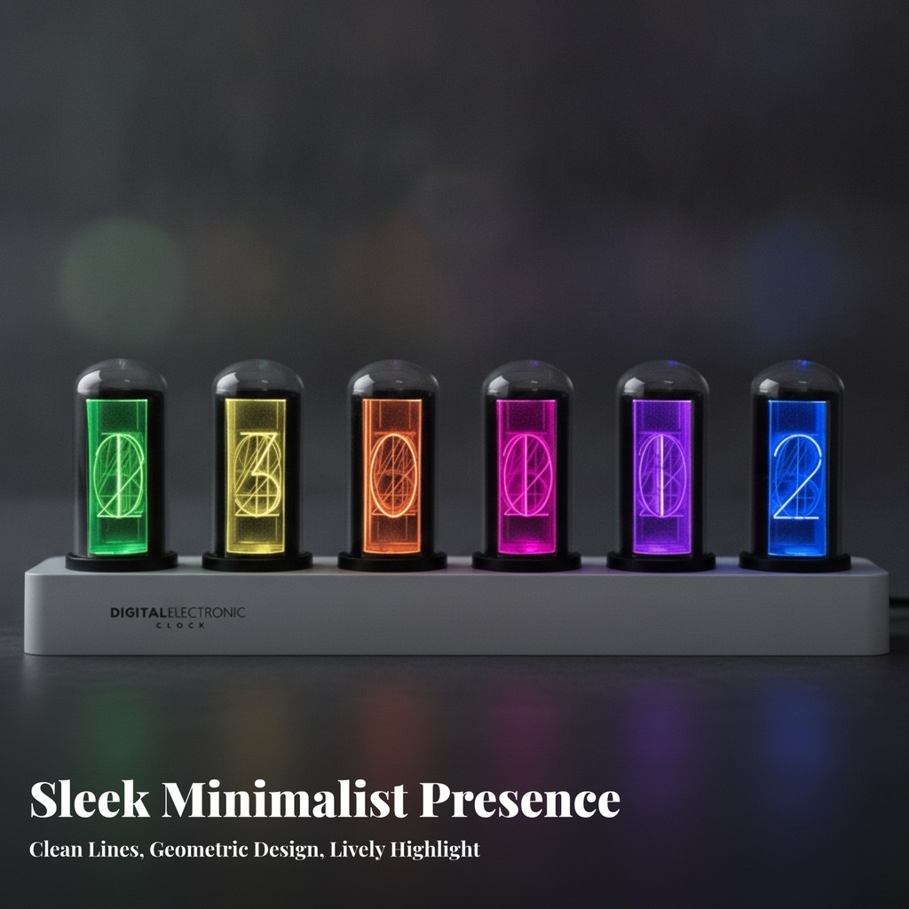 Nixie Tube Clock นาฬิกาสไตล์ Nixie Wi-Fi Auto Sync สําหรับนักเล่นเกม โต๊ะ ชุดเกมมิ่ง
