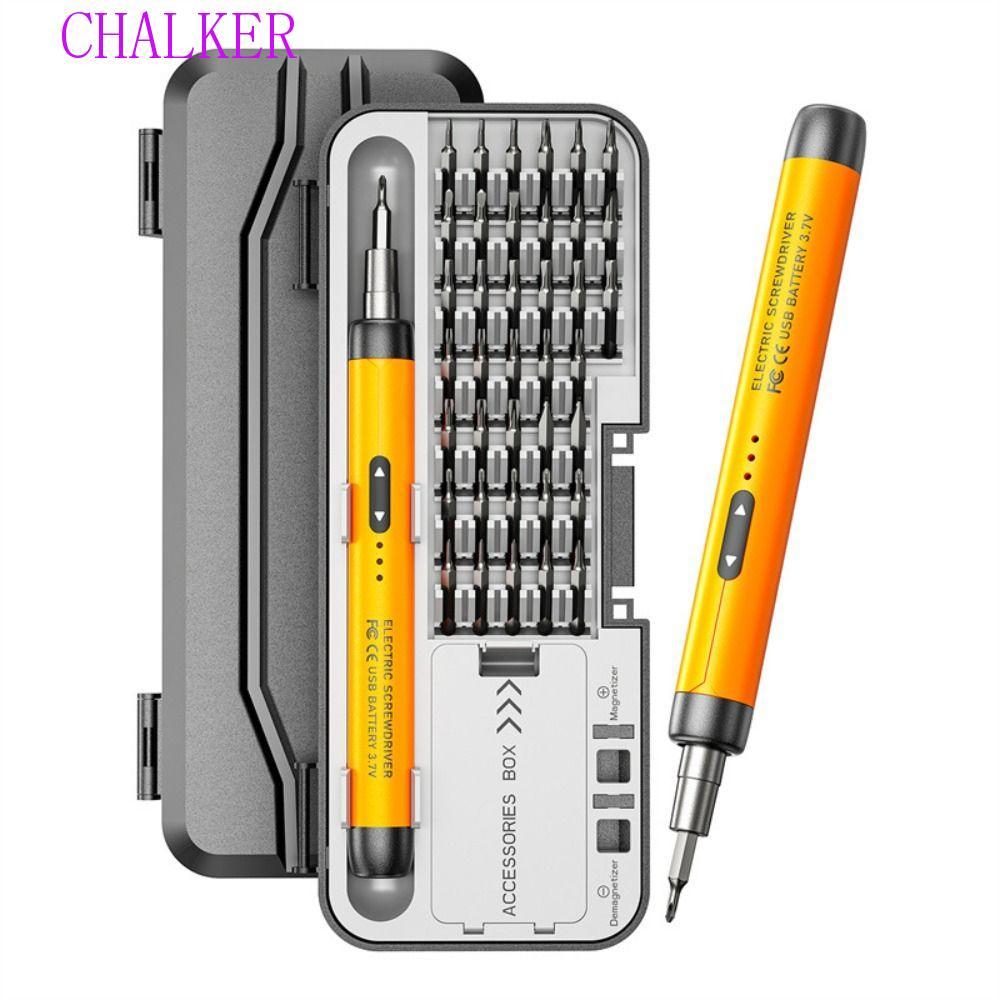 CHALKER ชุดไขควงไฟฟ้า, Precision Power Magnetic สกรู Driver Bits, Multi-Function USB ชาร์จไร้สาย 46 in 1 ไฟฟ้าซ่อมชุดเครื่องมือซ่อมเครื่องมือ