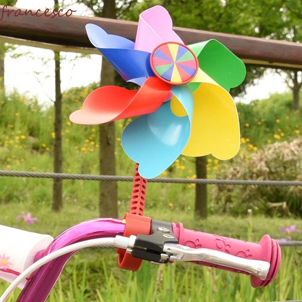 FRANCESCO เด็กจักรยาน Pinwheel จักรยานอะไหล่รถสามล้อ Windmill จักรยานตกแต่งสกู๊ตเตอร์เด็ก สีสัน Pinw