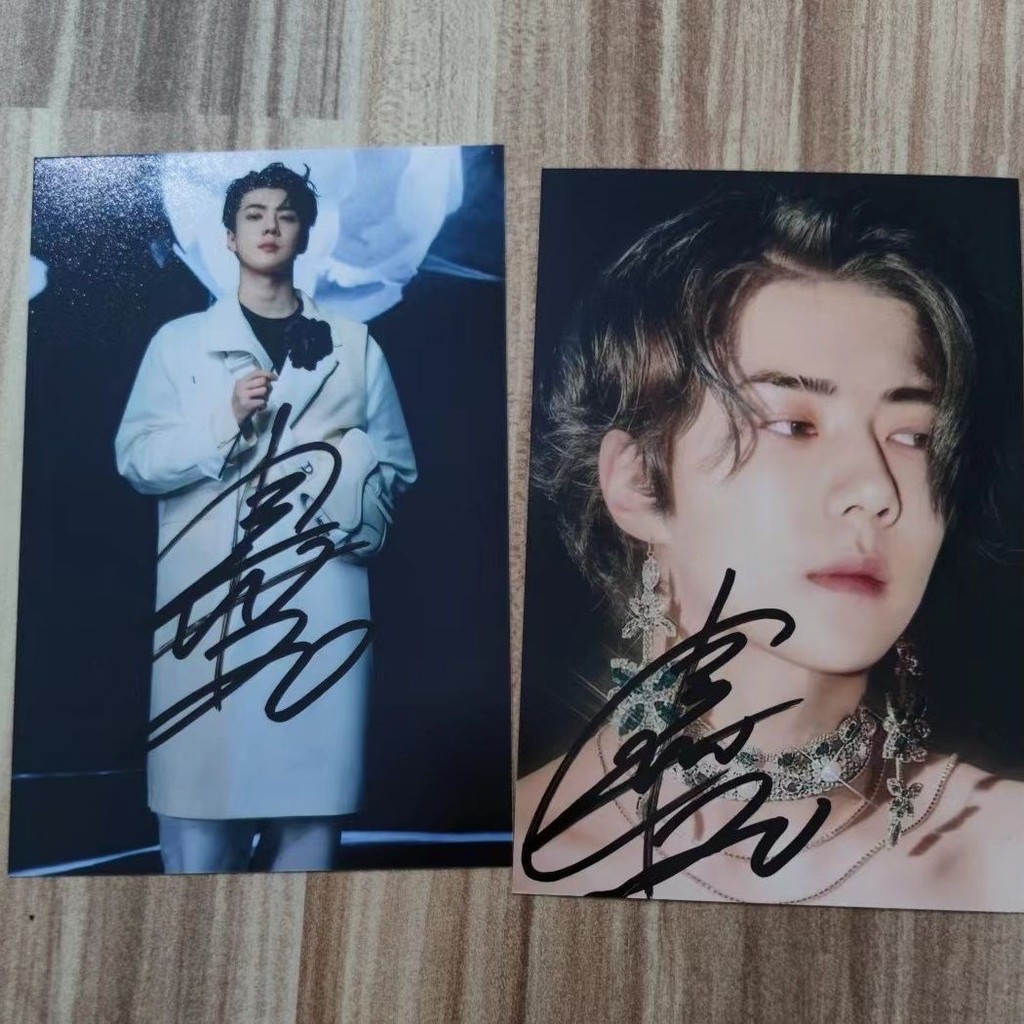 พร้อมสต็อกขายร้อน EXO Wu Sehun ลายเซ็นภาพ exo Wu Sehun ลายเซ็นปากกาลายเซ็นไม่มีการพิมพ์ Wu Sehun สิน