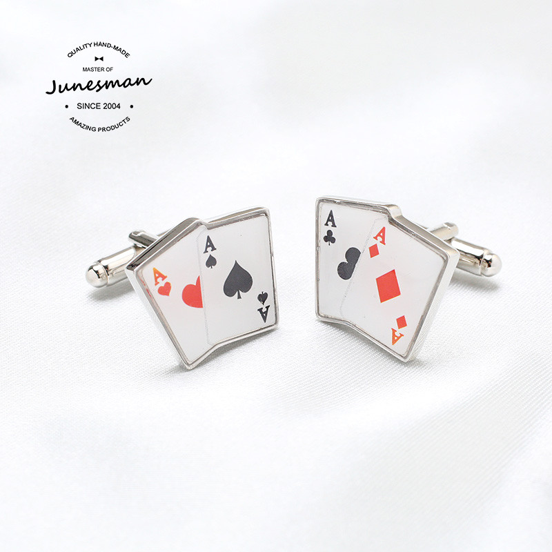 บนตู้ 3,000+!มิถุนายน Man Handmade French Cufflinks Mens Cuff Nails Shirt Cuff Poker