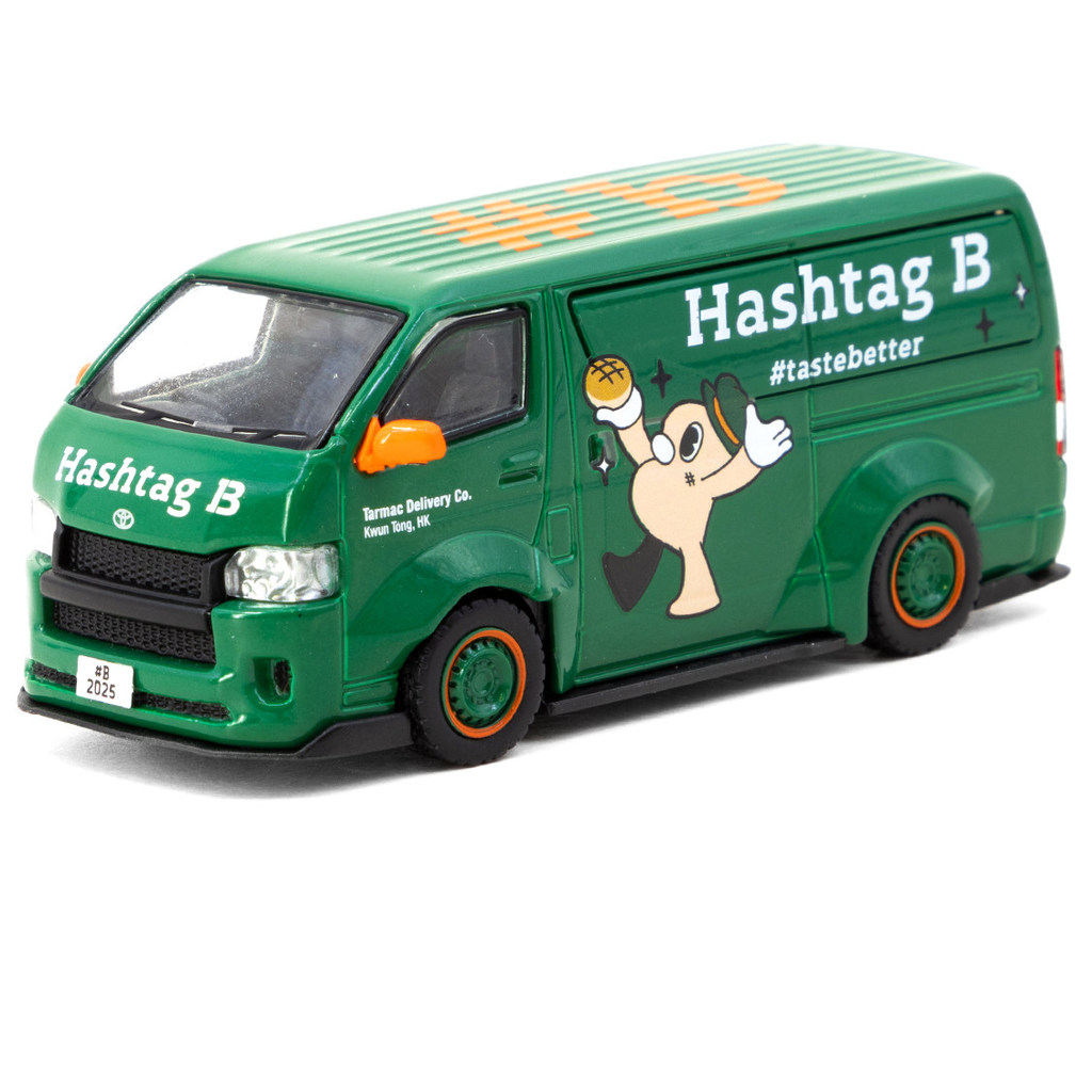 [โมเดลรถขายดี] [คลังสินค้าพร้อมสร้างแรงบันดาลใจ] TW 1: 64 โมเดลรถโลหะผสม Toyota Hiace Hashtag B Van
