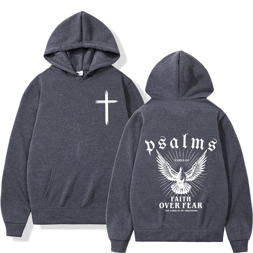 เสื้อสเวตเตอร์มีฮู้ดแนวสตรีทสําหรับผู้ชาย Christian Belief Transcends Fear Bible Scriptes เสื้อสเวตเ