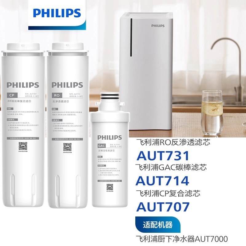 ไส้กรองน้ำแท้ของเครื่องกรองน้ำ Philips รุ่น AUT707/AUT731/AUT714 สามารถใช้ร่วมกับเครื่องรุ่น AUT7000